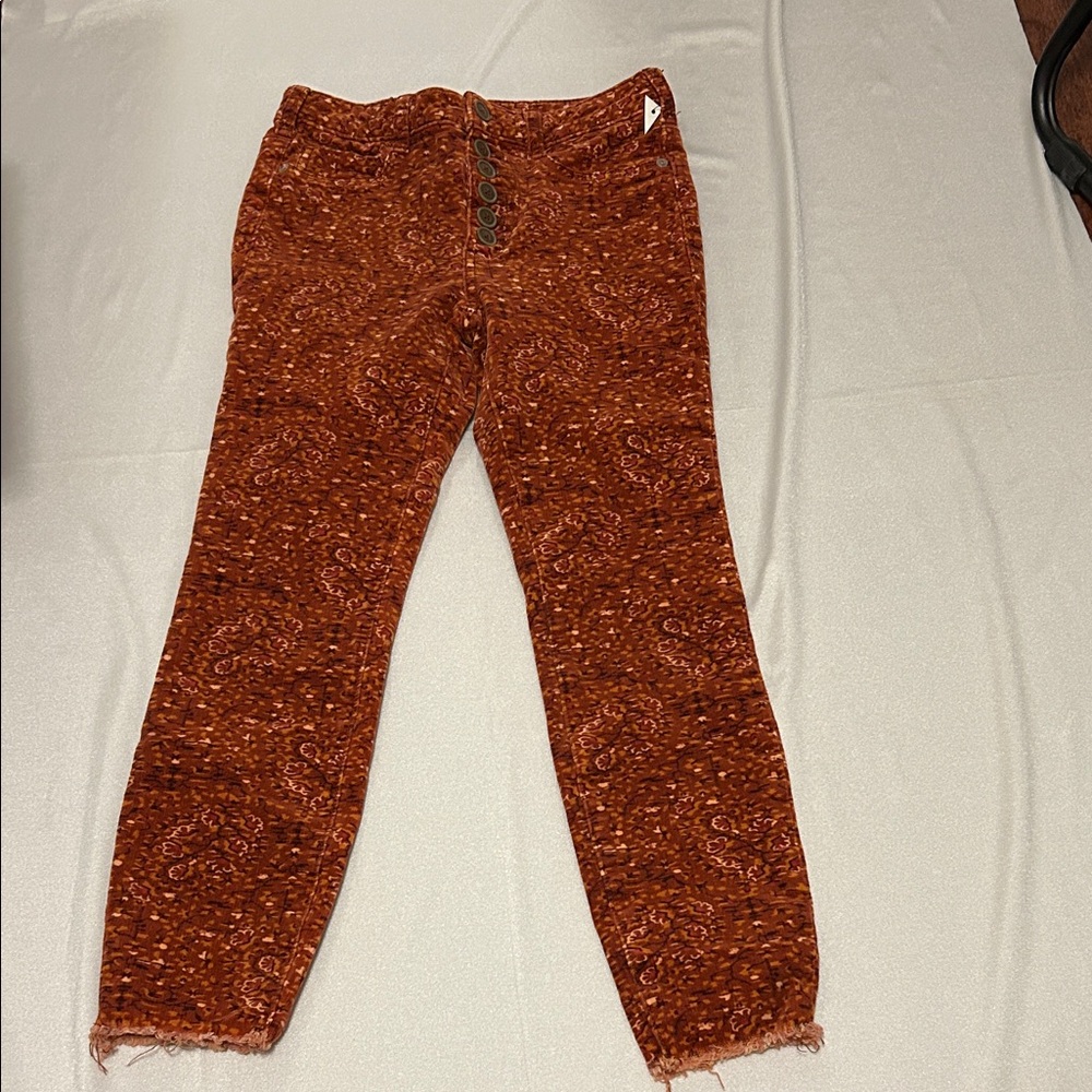 Anthropologie Rust Paisley Ankle Jeans